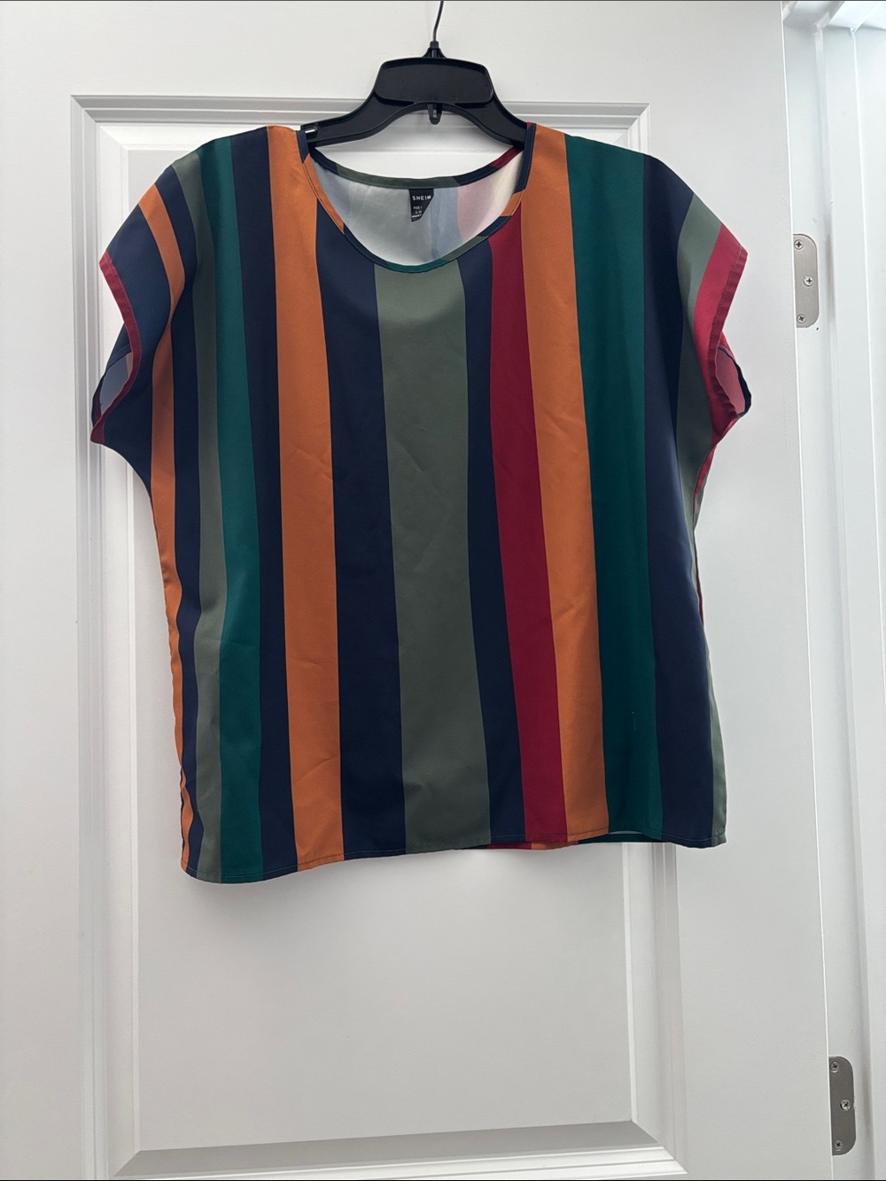 SHEIN Multicolor Vertical Stripe Short Sleeve Top